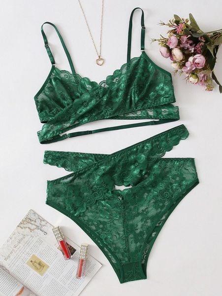 

plus floral lace wrap lingerie set x3kf#, Black;white