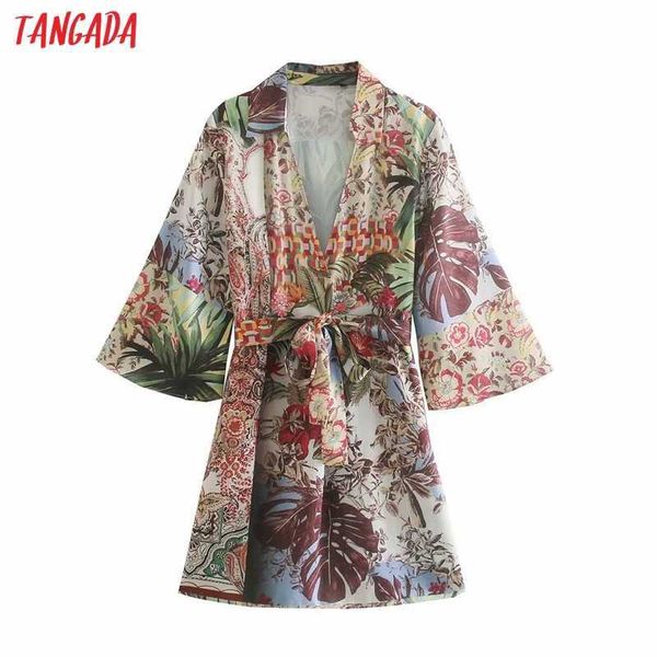 

tangada women leaves print thin kimono coats loose long sleeves with slash ladies summer coat 5z146 210609, White
