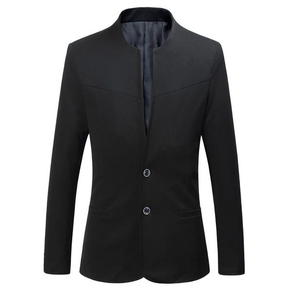 

men's suits & blazers yasuguoji 2021 spring smart casual single breasted blazer men stand collar slim for work leisure jacket, White;black