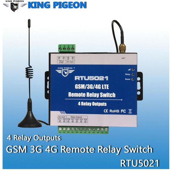 

king pigeon rtu5021 2g 3g 4g sms remote controller 4 relay outputs switch on/off by app timer web iot gateway alarm system systems