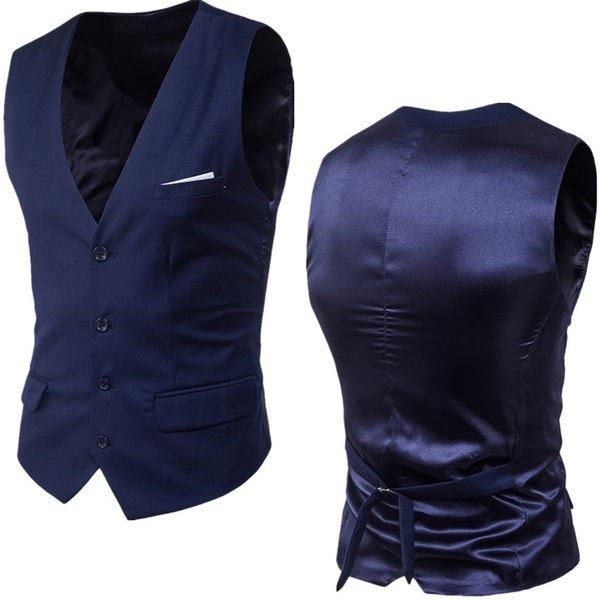 

men's navy blue dress suit vest waistcoat slim fit v neck tuxedo men formal business smart casual gilet homme 6xl 210923, Black;white