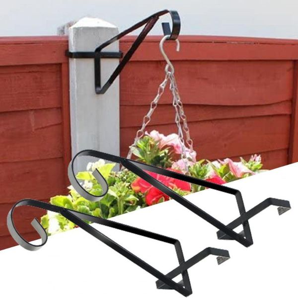 

hooks & rails aluminum alloy 2pcs fashion easy installation curved flower basket bracket black durable for garden