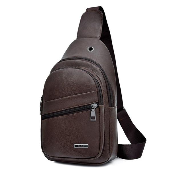 

fashion men's chest bag leather outdoor shoulder crossbody rucksack school pack waist bags