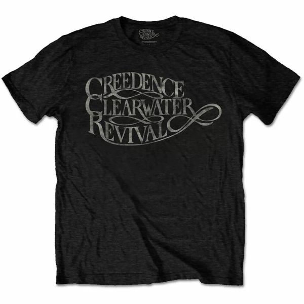 

creedence clearwater revival vintage logo licensed t-shirt men, White;black