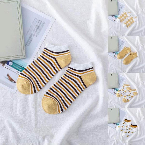 

socks & hosiery arrivals bee printed sock lovely harajuku japanese style cotton women striped solid breathable casual cartoon, Black;white
