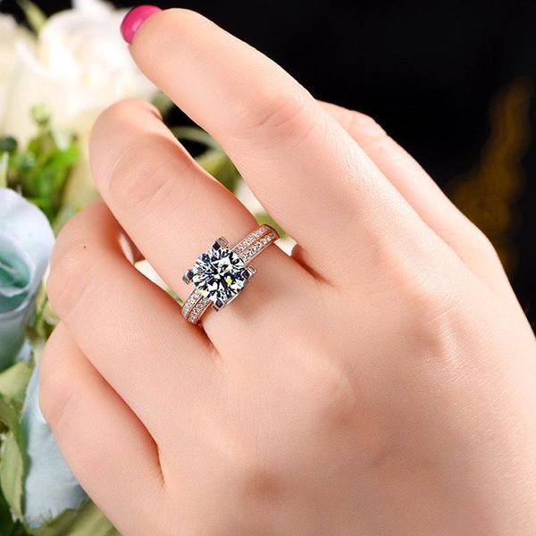 

wedding rings moonrocy cz silver color crystal promise ring for women ol girls female drop party jewelry wholesale, Slivery;golden