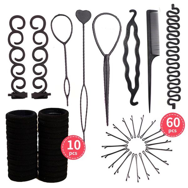 

professional hair braider styling tools accessories for women female girls black elastic rubber bands rope headdress