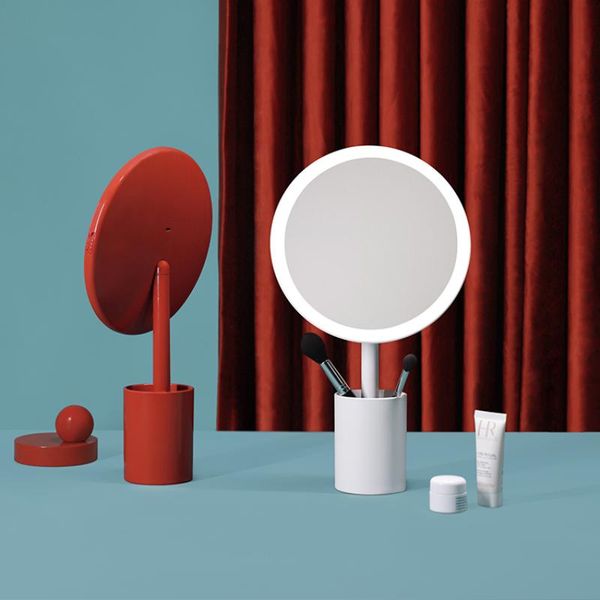 

mirrors deskdressing portable fill light vanity multifunctional rechargeable led storage brush holder makeup mirror
