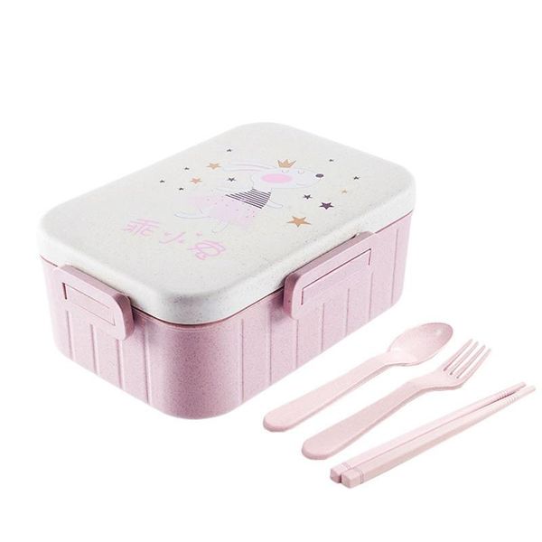 

dinnerware sets wheat straw children lunchbox reusable container case cartoon japanese bento box child lunch for kids microwavable