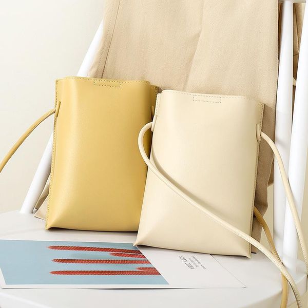 

evening bags korean version literary simple leisure vertical mini handbag soft leather messenger mobile phone bag women fashionable purses