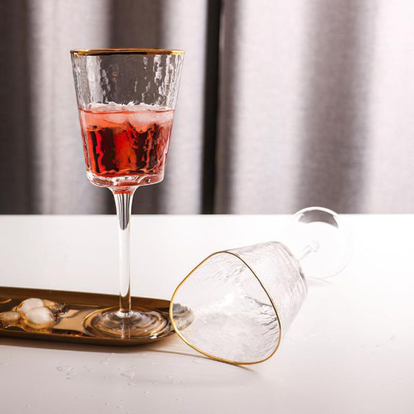 

glass goblet nordic phnom penh hammer pattern round triangle 200ml wine cup el bar household kitchen supplies whiskey glasses