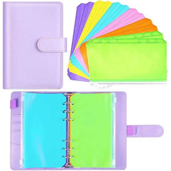 

gift wrap a6 pu leather notebook binder cover purple refillable planner journal for budget system scrapbooking