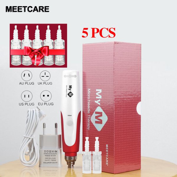 

professional microneedle pen efoliate shrink pores mesotherapy auto micro needle dermapen with 5pc cartridge