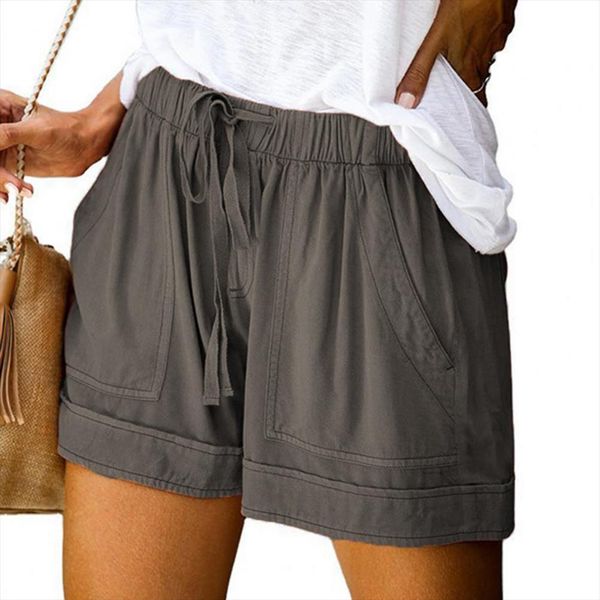 

4xl sports drawstring elastic waist womens shorts loose pockets mini beach plus size, White;black