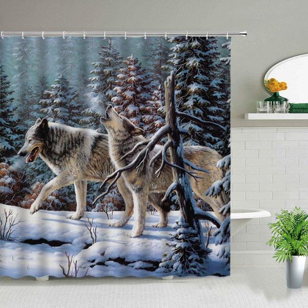 

shower curtains creativity animal wolf tiger series snow curtain windproof bathroom decoration home furnishing