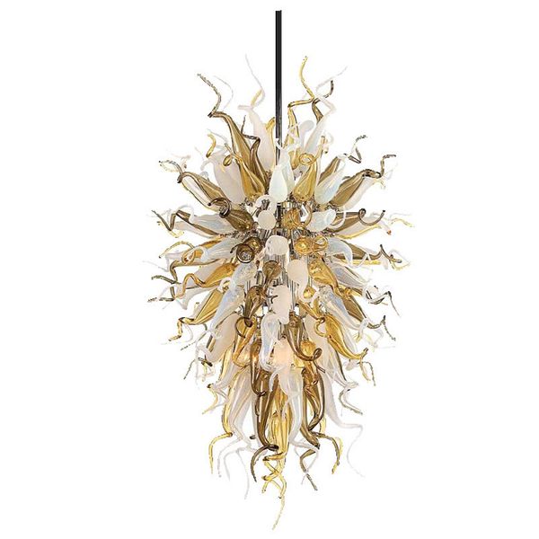 Lampade a sospensione moderne Lampadari in vetro soffiato a mano Oro bianco Colore ambra LED Art Decor Illuminazione Ristorante Casa Duplex Soggiorno Luci 40 o 48 pollici