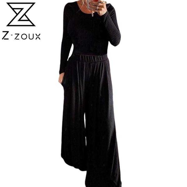 

women sets long sleeve slim wide leg pants two piece and loose casual sweat suit 210524, White