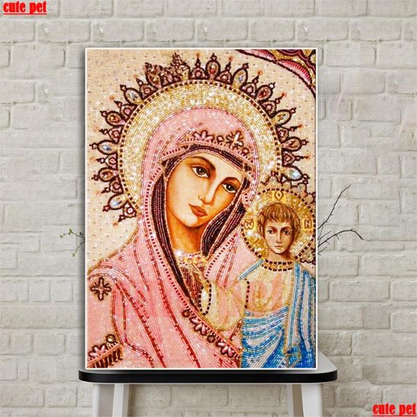 

diamond painting religion decorative virgin mary and son jesus artwork diy 5d square drill round mosaic embroider