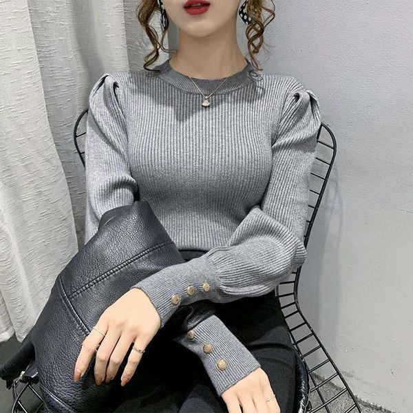 

women's sweaters lantern sleeve sweater women slim fall/winter 2021 foreign fashion casual jacket pullover, White;black