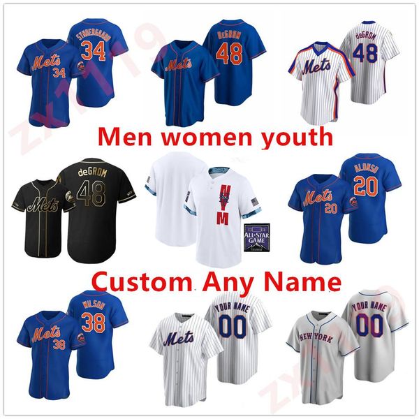 

mets 20 pete alonso 2021 all-star game baseball jersey men women youth 48 jacob degrom darryl strawberry keith hernandez dwight gooden 31 pi, Blue;black