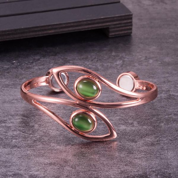 

bangle dolphin pure copper bracelets for women green artificial opal magnetic bracelet benefits simple adjustable cuff female, Black
