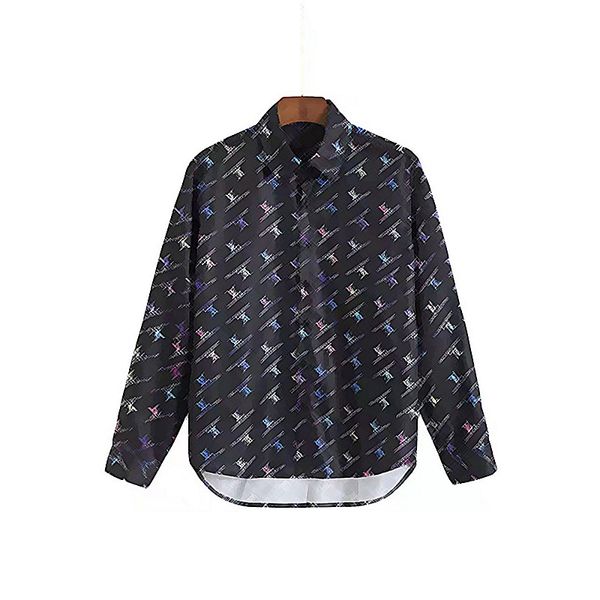 

mens casual shirts european british early spring and summer latest letter full print shirt men women breathable mixed cotton slim, White;black