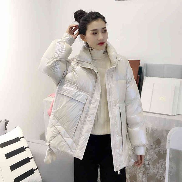 

women's down & parkas winter women bright color short coat 90% white duck pink stand collar thickness warm loose outwear poc3, Black