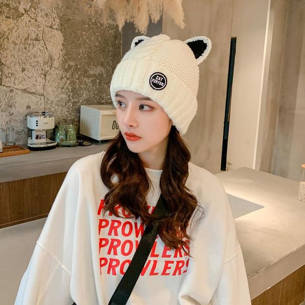 

beanie/skull caps knitted small ears hats real fur winter for women fashion warm beanie solid cover head, Blue;gray