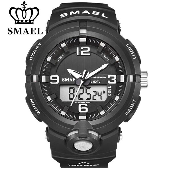 Neue 2021 SMAEL Marke Solar Energie Uhr Digital Quarz Männer Sport Uhren Multifunktionale Dual Time Outdoor Military Armbanduhr X0524