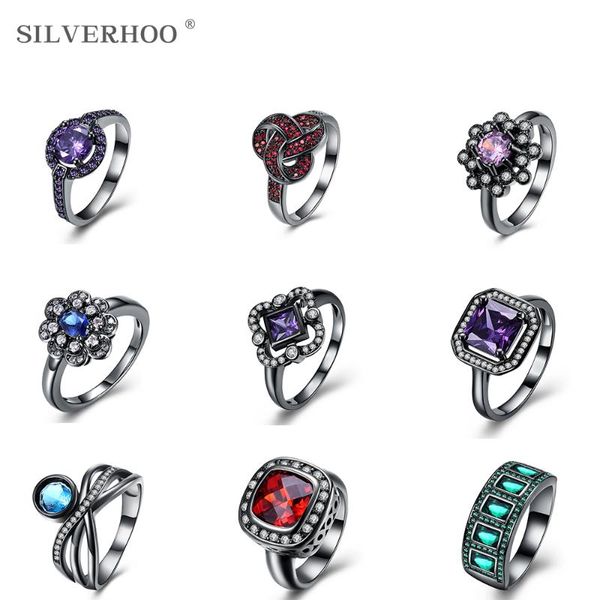 

cluster rings for women classic vintage multicolor zircon ring fine fashion jewelry accessories finger trend gift 2021, Golden;silver