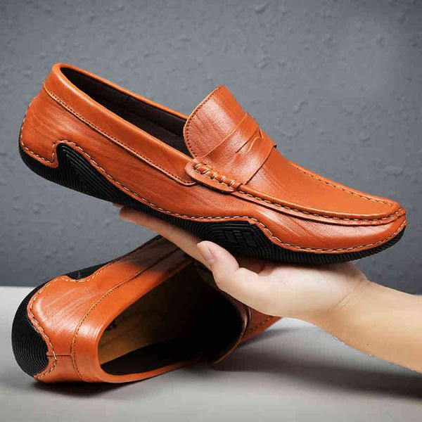 

dress shoes 2021 luxury men casual genuine leather fashion lightweight loafersmale moccasins breathable slip on black driving sneakers e13u