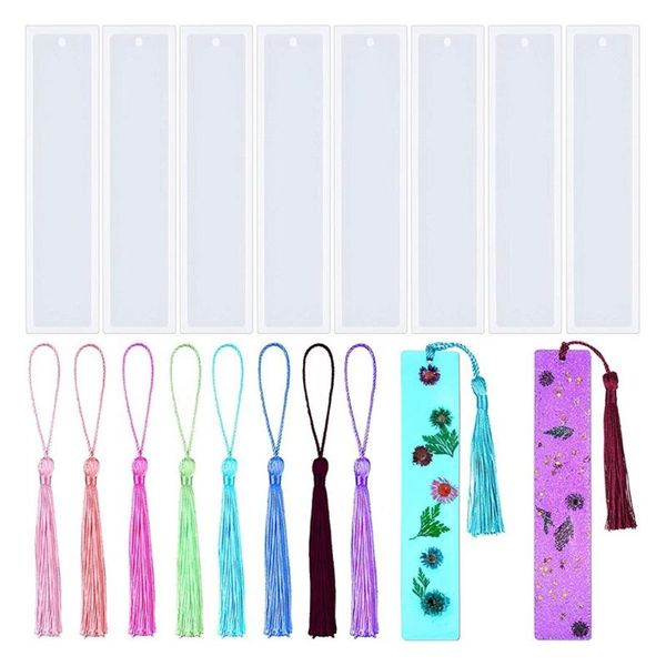 

bookmark 16 pcs resin mold kit with 8pcs colorful tassle birthday gift supplies