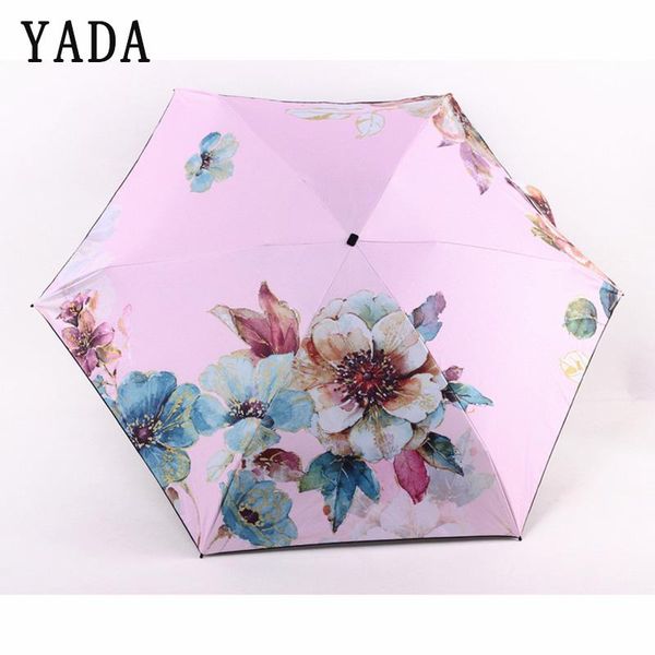 

umbrellas yada 198g light mini small peony flower umbrella rainy five pocket foldable for women upf50+ uva<0.4% yd230