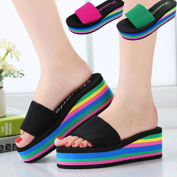 

fashion flat sandals wedges shoes for women luxury sumptuous female's slippers platform female, Black