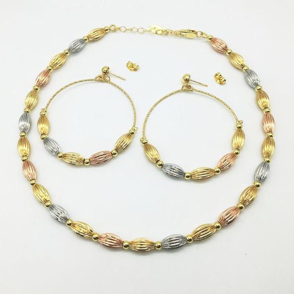 

earrings & necklace dubai gold collection fashion nigeria wedding african pearl jewelry italian women's set, Silver