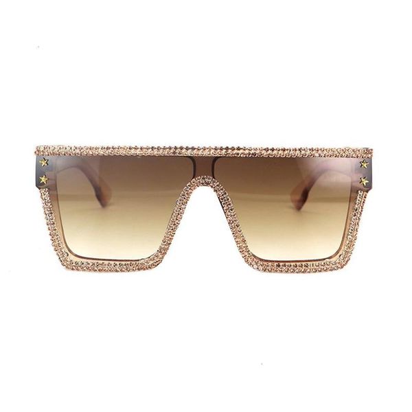 

sunglasses fashion one piece sunglasses women men oversize rhinestone sun glasses flat square shades, Black