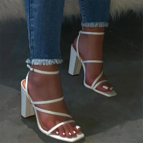 

dress shoes women sandals high heels summer street look females square head open toe clip-on strappy, Black