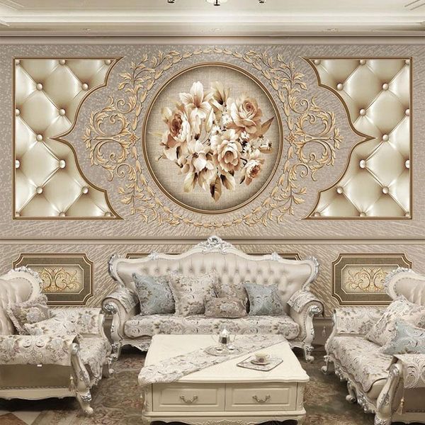 

wallpapers european style wallpaper 3d retro art flower soft roll po wall mural living room tv sofa bedroom home decor papel de parede