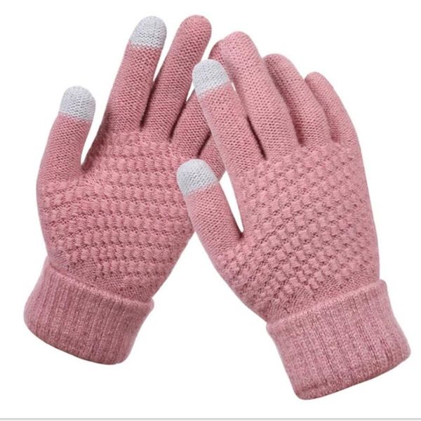 

sports gloves women crochet knitted autumn winter warm full finger touch screen female couple, Black