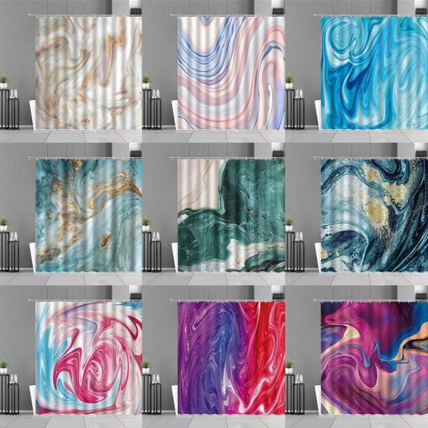 

modern color marble striped shower curtains geometry abstract art nordic home decor waterproof bathroom curtain with hooks set