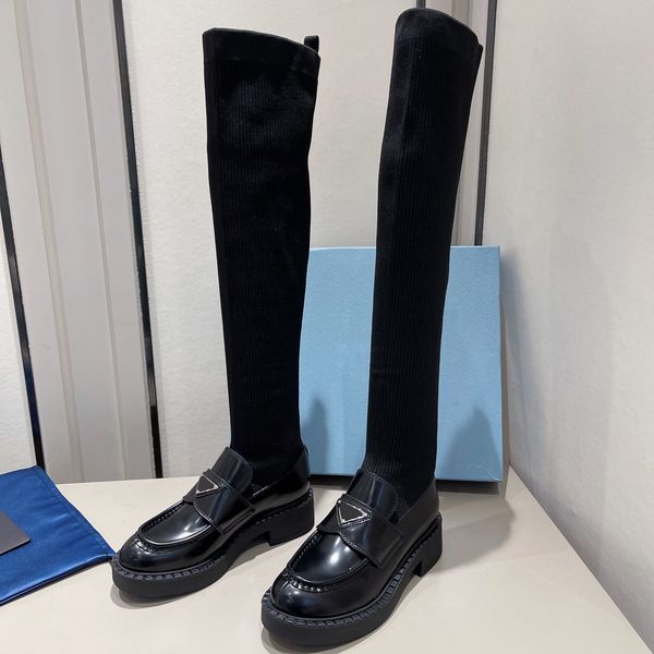 

designer low heel soft sole women's shoes fashion luxury casual brand long tube socks elastic boots, Red;white