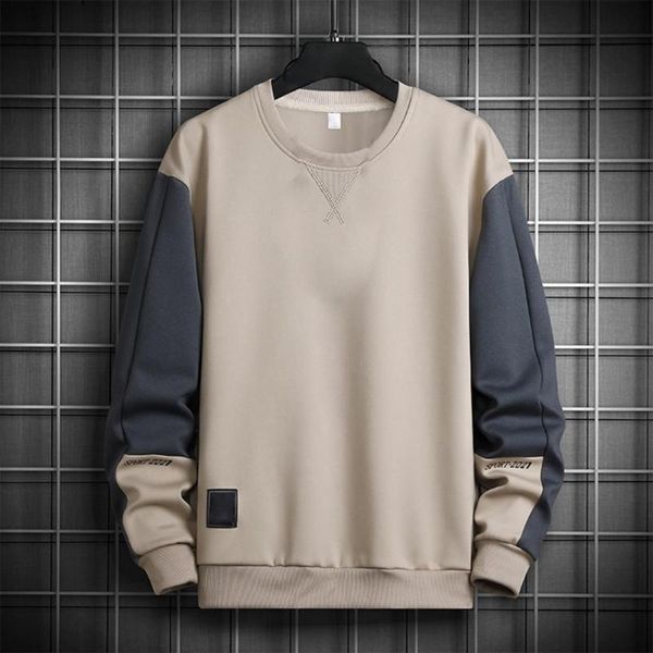 

men's sweaters breathable simple contrast colors loose men sweatshirt elastic cuff student pullover for work, White;black