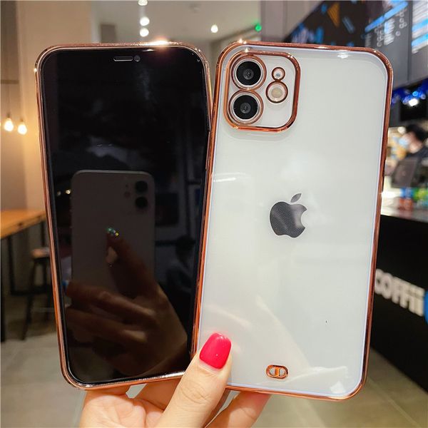 

transparent cases compatible for iphone 12 pro straight edge double color full cover phone case 97176