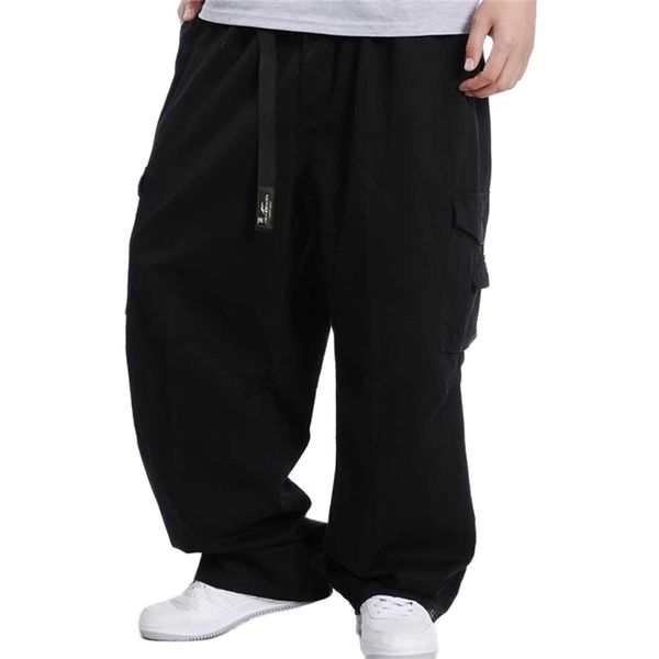 Большие размеры мужчины хип-хоп грузовые брюки хлопчатобумажные свободные мешковатые армейские брюки широкая нога военная тактическая повседневная уличная одеяла joggers 210715