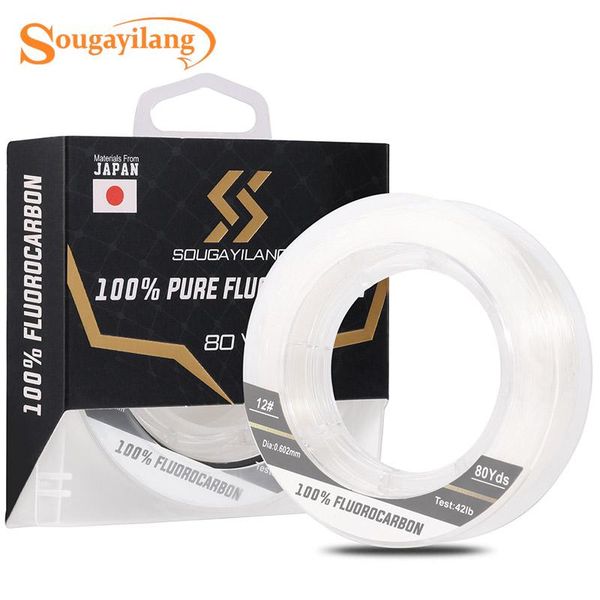 

sougayilang 100% fluorocarbon length 80yds transparent color fishing line 3-68lb carbon fiber front tackle braid