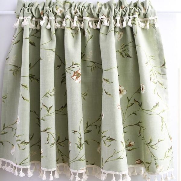 

fyjafon half curtain 130*70 green cafe tube pastoral kitchen decoration el short door & drapes