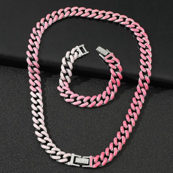 

chains cuban chain multi-size couple necklace hip hop european american fashion jewelry for men's personality rock sweet pink, Silver