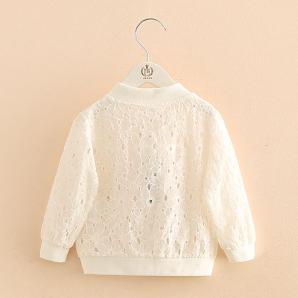 

2021 new spring autumn summer 2 3 4 6 8 10 12 year long sleeve sunscreen white flower hollow out kids baby girl baseball jacket, Blue;gray