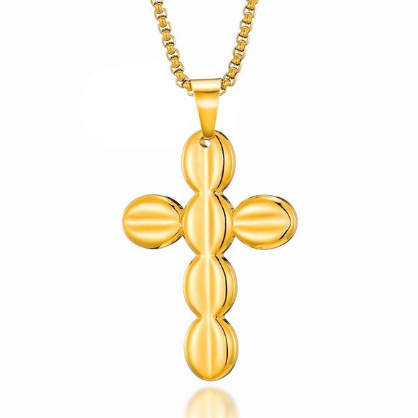 

pendant necklaces 10 piece wholesale price stainless steel coffee beans cross pendants necklace for men jewlery gold color, Silver