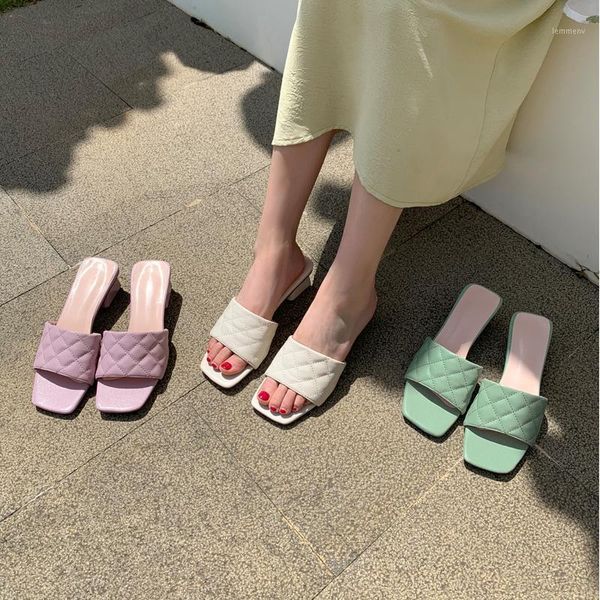 

women summer outdoor sandal high square heel flip flop ladies brand slipper elegant slides shoes big size 43 sandals1, Black